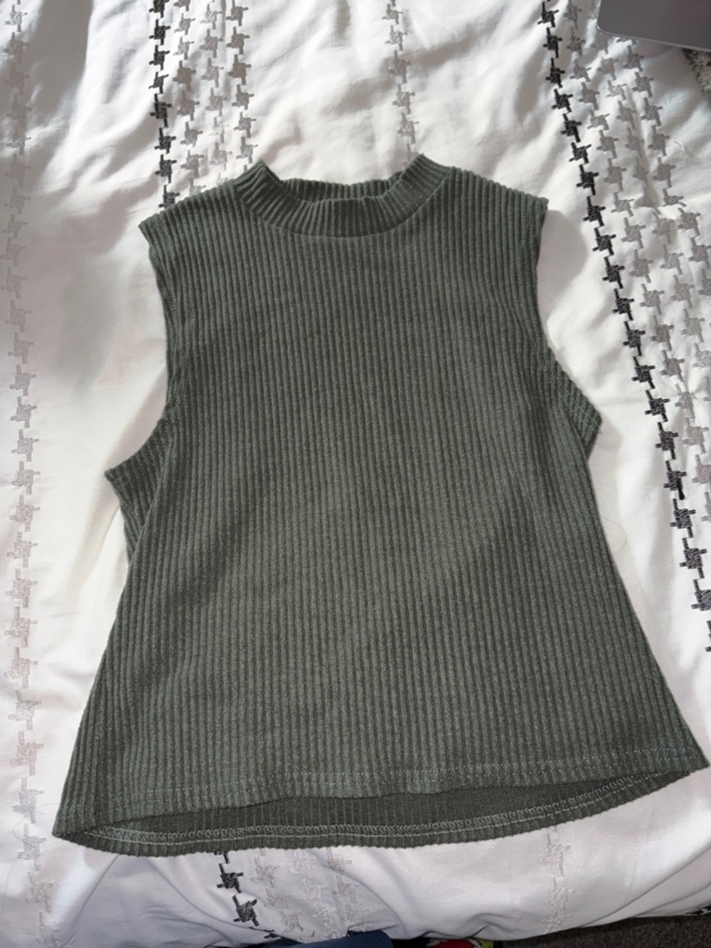 Francesca's Collections Olive Ribbed Sleeveless Tank